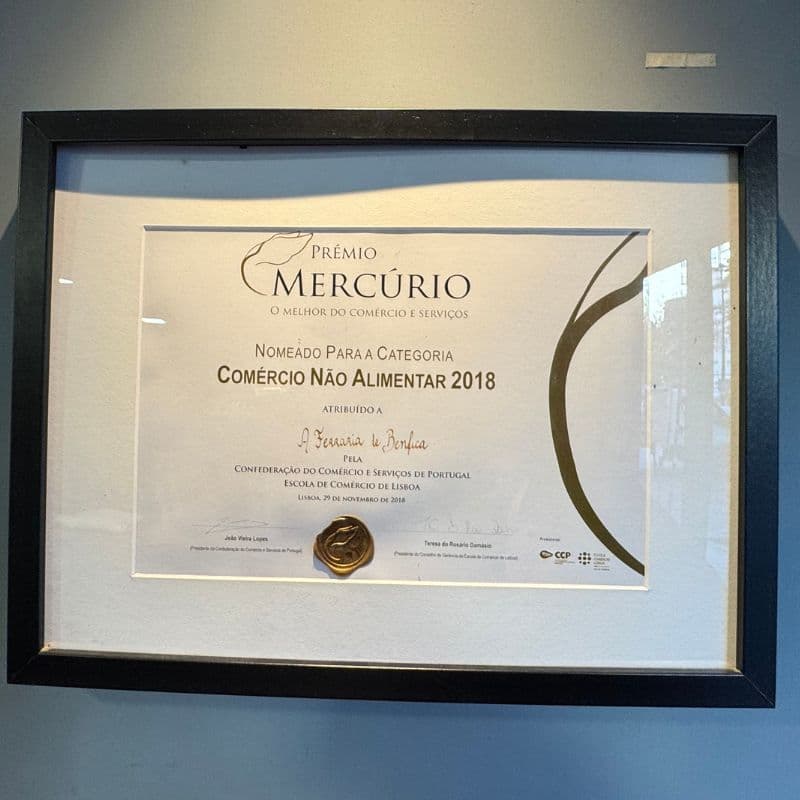 Certificado do Prémio Mercúrio 2018